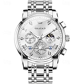 abordables Montres à quartz-Olevs – montre-bracelet lumineuse pour hommes, chronographe lumineux, indication 24 heures, à quartz, ceinture en acier, étanche, nouvelle collection