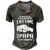 olcso Vicces szavak-Férfi Rövid Ujjú Henley Grafikus Póló &quot;Papi A Kedvencem&quot; Apa Ajándék