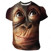 お買い得  アニマルプリントTシャツ-男性用 動物 野生動物 Tシャツ 半袖 Tシャツ 3Dプリント クルーネック シャツ 旅行度假风 誇張された デザイナー パーティー 誕生日 ストリート ダークブラウン ブラック / ホワイト ブラック 夏 春 衣類 S M L XL XXL XXXL