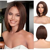 baratos Perucas Sintéticas sem Touca-peruca bob frente de renda curta peruca bob fibra resistente ao calor combina perfeitamente com 12 polegadas cobre marrom marrom loiro claro loiro preto loiro