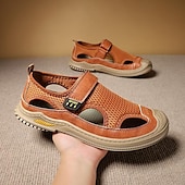 levne venkovní sandály-pánské sandály - umělá kůže - síťovina, trendy a pohodlné pro každodenní nošení a letní procházky
