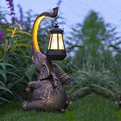 cheap Landscape Lights-1pc Solar Garden Statue Elephant Figurine Light Outdoor Decor LED Lights for Outside Patio Yard Lawn Decorations Housewarming Mother&#039;s Gifts