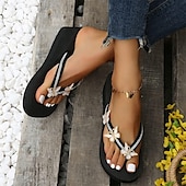voordelige Vakantiesandalen-Dames slippers met strass-vlindersleehak – glamoureuze strandsandalen voor zomervakanties, poolparty&#039;s en casual resortkleding