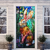 olcso Ajtófedelek-ólomüveg papagáj ajtóhuzatok falfestmény dekor ajtó kárpit ajtó függöny dekoráció háttér ajtó transzparens kivehető bejárati ajtóhoz beltéri kültéri otthon szoba dekoráció parasztház dekor kellékek