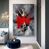ieftine Picturi Abstracte-pictură în ulei pictată manual dreptunghi artă perete dansatoare abstractă pictură pe pânză decorarea casei decor cadru întins gata de agățat