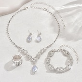 preiswerte Schmucksets-Schmuckset 5 Stück Strass Aleación Haken Ohrringe Halsketten Armbänder Damen Elegant Modisch Zierlich Geometrisch Geometrische Form Schmuck-Set Für Hochzeit Party Jahrestag