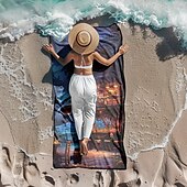 Недорогие наборы пляжных полотенец-пляжное полотенце летние пляжные одеяла из 100% микроволокна дышащие удобные одеяла