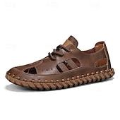 abordables sandales d'extérieur-Sandales beiges en similicuir pour homme, confortables et élégantes, idéales pour les vacances à la plage et l'été.