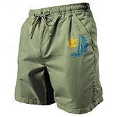 cheap Holiday-Coconut Tree Men&#039;s Cotton Linen Shorts Summer Hawaiian Shorts Beach Shorts Print Drawstring Elastic Waist Breathable Soft 20% Linen Shorts Casual Daily Holiday Streetwear