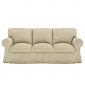 baratos Cobertura de Sofa-Capa de Sofá de 3 Lugares 20% Linho Cor Sólida Acolchoada em Algodão e Linho