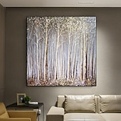 voordelige boom olieverfschilderijen-bos schilderij handgemaakte rustieke muur decor bruin goud bruin witte berk esp boom landschap schilderij abstract canvas paneel textuur boom schilderij artwork beeldende kunst wanddecoratie