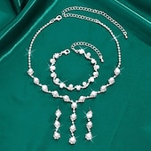 abordables Conjuntos de joyas-Juego de Joyas 4 piezas Perla Artificial Brillante Pendientes Collare Pulseras Mujer Elegante Moda Estilo lindo Geométrico Forma Geométrica Conjunto de joyas Para Boda Fiesta Aniversario