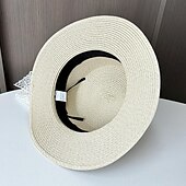 economico Cappelli per feste-berretto Copricapo Acrilico / cotone Paglia Cappello a bombetta / cloche Cappelli da pescatore Cappello di paglia Informale Per eventi Elegante Retrò Con Fiocco Colore Puro Copricapo Copricapo