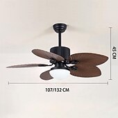 economico Ventilatore da soffitto con luci-3 luci 108 cm Design Singolo Ventilatore da soffitto Metallo Vetro Finiture Verniciate Vintage Stile Nordico 110-120V 220-240V
