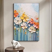 billiga Blom- och växtmålningar-3d färgglad blommig målning handmålad blomma oljemålning abstrakt färgglad blommig paionting väggkonst färgglad blommig målning blomma texturerad målning väggdekor