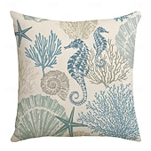 abordables Taies d&#039;Oreiller-Housse de coussin décorative d&#039;été, 1 pièce, taie d&#039;oreiller carrée douce, pour chambre à coucher, salon, canapé, chaise, tortue, algues