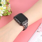رخيصةأون عصابات Apple Watch-سوار مجوهرات متوافق مع Apple Watchband 38 مم 40 مم 41 مم 42 مم 44 مم 45 مم 49 مم بلينغ الماس قابل للتعديل متنفس ستانلس ستيل حجر كريم استبدال حزام الساعة إلى iwatch Ultra 2 Series 9 8 7 SE 6 5 4 3 2 1