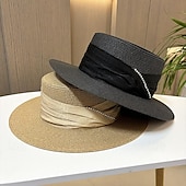 levne Fascinátory-Fascinátory Klobouky Doplňky do vlasů akryl / bavlna Sláma Slamák Sluneční klobouk Dovolená Plážové Elegantní Jednoduchý S Mašličky Křišťály Přílba Pokrývky Hlavy