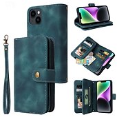 お買い得  iPhone用ケース-電話 ケース 用途 iPhone 15 Pro Max iPhone 14 13 12 11 Pro Max Plus Mini SE ウォレットカードケース ジッパ－ 全身保護 リストストラップ付き レトロ風 TPU PUレザー