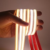 Χαμηλού Κόστους Φώτα λωρίδας COB-αδιάβροχο cob led strip φωτιστικό με διακόπτη dimmer λωρίδα φωτός πισίνας eu βύσμα 288leds/m ρυθμιζόμενη κόλλα υψηλής φωτεινής ταινίας led αδιάβροχη λάμπα εξωτερικού χώρου 1~5m 220v