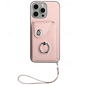 cheap iPhone Cases-Phone Case For iPhone 16 iPhone 15 Pro Max Plus iPhone 14 13 12 11 Pro Max Plus Mini SE Back Cover with Stand Holder with Wrist Strap Card Slot Retro TPU PU Leather