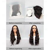 economico Parrucche lace sintetiche-Parrucca in pizzo sintetico Ondulato Stile 28 pollice Marrone scuro Parte di mezzo T parte Parrucca Per donna Parrucca Nero Marrone