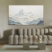 economico Quadri astratti-dipinto a mano 3d bianco neve montagna dipinto su tela stile intonaco fatto a mano pittura di arte della parete strutturata dipinto a mano pittura a olio wabi-sabi per soggiorno boho moderno