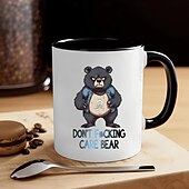 economico Tazze e tazzine-1pc divertente tazza da caffè con orso nero novità tazza da caffè tazza divertente stile coppia tazza da caffè divertente tazza da caffè divertente per gli amici tazza in ceramica da 11 once estate