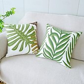 baratos Textured lance travesseiros-Capa de almofada quadrada bordada com padrão de palmeira para quarto, sala de estar, sofá, cadeira