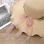 cheap Bucket Hat-Women&#039;s Hat Sun Hat Portable Sun Protection Outdoor Holiday Beach Flower Pure Color