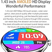 お買い得  スマートウォッチ-696 MT55 スマートウォッチ 1.43 インチ スマート·ウォッチ ブルートゥース ECG + PPG 歩数計 着信通知 と互換性があります Android iOS 女性 男性 ハンドフリーコール メッセージ受信通知 IP 67 46mmの時計ケース