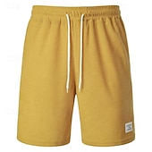 abordables Bermudas estilo casual-Hombre Pantalón corto Pantalones cortos casuales Pantalones cortos de pana Bolsillo Correa Cintura elástica Plano Comodidad Corto Festivos Playa Fin de semana Moda Casual Negro Amarillo Microelástico