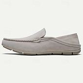 levne Neformální-pánské béžové semišové mokasíny – lehké neformální slip-on boty s měkkou podrážkou pro každodenní pohodlí