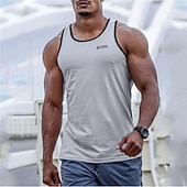 cheap Tank Tops-Men's Tank Top Vest Top Undershirt Sleeveless Shirt Sleeveless Crew Neck Summer Solid Color Sports Fashion Comfortable Print Street Casual Daily Black White Green Top Tee for Men
