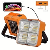 cheap Street Lights-1pc LED Portable Solar Work Light, Rechargeable Magnetic Light, Emergency Worklight with 4 Light Modes for Power Failure, Car Repair, Camping, Construction Job Site