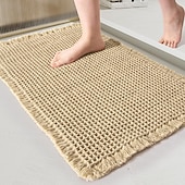 halpa Keittiön matot ja matot-vohvelikylpymatot, boho-kylpymatot liukumattomat pestävät, erittäin imukykyiset kylpymatot, ultrapehmeät kumiset suihkumatot kylpyhuoneen lattialle, kylpyammeelle ja suihkulle, ruskea