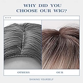 cheap Older Wigs-Bob Wigs for Women Short Bob Yaki Wigs with Bangs Short Bob Wigs Blonde Bob Wigs Realistic Look Synthetic wigs Blonde Brown Black Aubrun Dark Brown