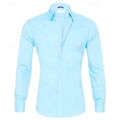 cheap Men&#039;s Non Iron Shirts-Men&#039;s Shirt Dress Shirt Button Up Shirt Plain Wedding Party Black White Pink Navy Blue Long Sleeve Lapel Spring &amp;  Fall Clothing Apparel