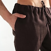 economico Casa-Per uomo Pantaloni di lino Pantaloni Pantaloni estivi Pantaloni da spiaggia Tasche A cordoncino Vita elastica Liscio Comfort Traspirante Giornaliero Per eventi Da mare Hawaiano Boho Nero Bianco