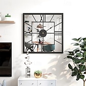 economico Decorazioni da parete-Orologi Da Parete Grandi Orologi Da Parete Vintage Di Lusso In Metallo Con Specchio Orologio Da Parete Design Moderno Orologi Quadrati Silenziosi Arredamento Casa