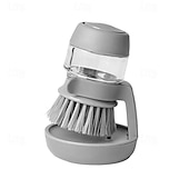 baratos Utensílios para o Lar-escova de limpeza de pressão multifuncional, esponja de distribuição automática de líquidos escova de prato: purificador de panela de cozinha com óleo antiaderente com dispensador de detergente