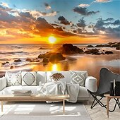 abordables Papel pintado-Fondos de pantalla geniales, papel tapiz de playa y puesta de sol, mural de pared, pegatina de pared que cubre la impresión, despegar y pegar, autoadhesivo extraíble, bosque secreto, PVC/vinilo,