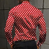 cheap Men&#039;s Satin Shirt-Men&#039;s Polka Dot Geometric Pattern Dress Shirt Button Up Shirt Printed Shirts Long Sleeve Fashion Casual Vacation Party Fall Winter Spring &amp; Summer Turndown Collared Shirts Button Up Print Red Green