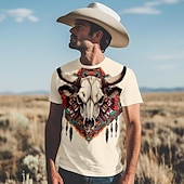 olcso Vintage pólók-Férfi Farmer Póló Rövid ujjú póló 3D nyomtatás Terített nyak Ing Retró Etno Fehér Nyár Tavasz Ruházat S M L XL XXL 3XL