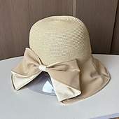 levne Party klobouky-Klobouky Doplňky do vlasů akryl / bavlna Sláma Kbelík Slamák Sluneční klobouk Ležérní Dovolená Elegantní retro S Mašle Čistá Barva Přílba Pokrývky Hlavy