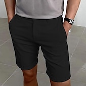 cheap Work Shorts-Men&#039;s Shorts Summer Shorts Work Shorts Buttons Pocket Plain Comfort Short Holiday Beach Weekend Fashion Casual Black White Micro-elastic