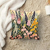 baratos estilo floral e plantas-1 pçs Veludo Cobertura de Almofada, Imprimir Simples Casual Quadrada Tradicional Clássico