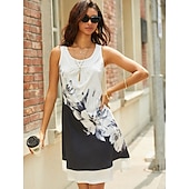 cheap Floral Dress-Women&#039;s Mini Dress Casual Dress Petite Dress T Shirt Dress Tee Dress Shift Dress Elegant Vintage Outdoor Vacation Holiday Regular Fit Floral Sleeveless Crew Neck White Pink Red Purple