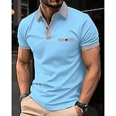 economico Polo classica da uomo-Per uomo Camicia da golf Golf polo da golf Ufficio Informale Bavero Manica corta Essenziale Moderno Color Block Pied-de-poule Collage Primavera estate Standard Nero Bianco Rosso Blu marino Blu Beige