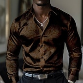 abordables Camisa de Satén para Hombre-Hombre Camisa de raso Camisa para Vestido Abotonar la camisa Cachemir Vacaciones Diario Negro Amarillo Rojo Azul Piscina Manga Larga Cuello Vuelto Otoño Primavera verano Ropa Abotonar